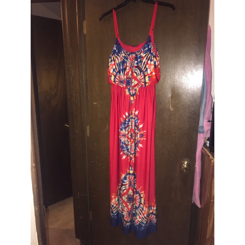red maxi dress